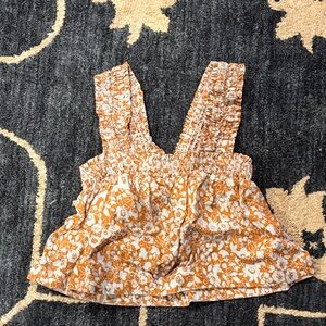 Everlane Orange and White Floral Top